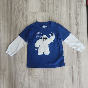 OshKosh B'gosh Long Sleeve Graphic T-Shirt Baby 12-18M Blue White Yeti Winter